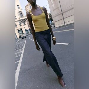 ZARA Metallic Detail Knit Top